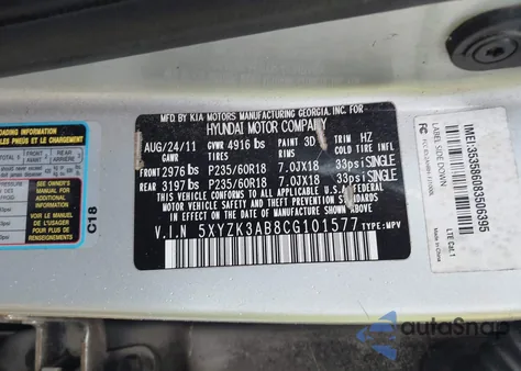 2012 Hyundai Santa Fe Limited from USA, damaged, VIN 5XYZK3AB8CG101577